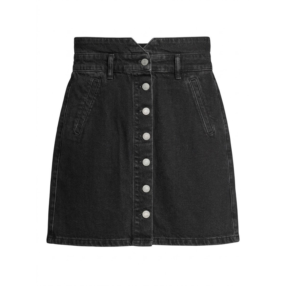 Pilcro Denim Skirt Women Size 0 Black Button Front High Rise Mini Skirt